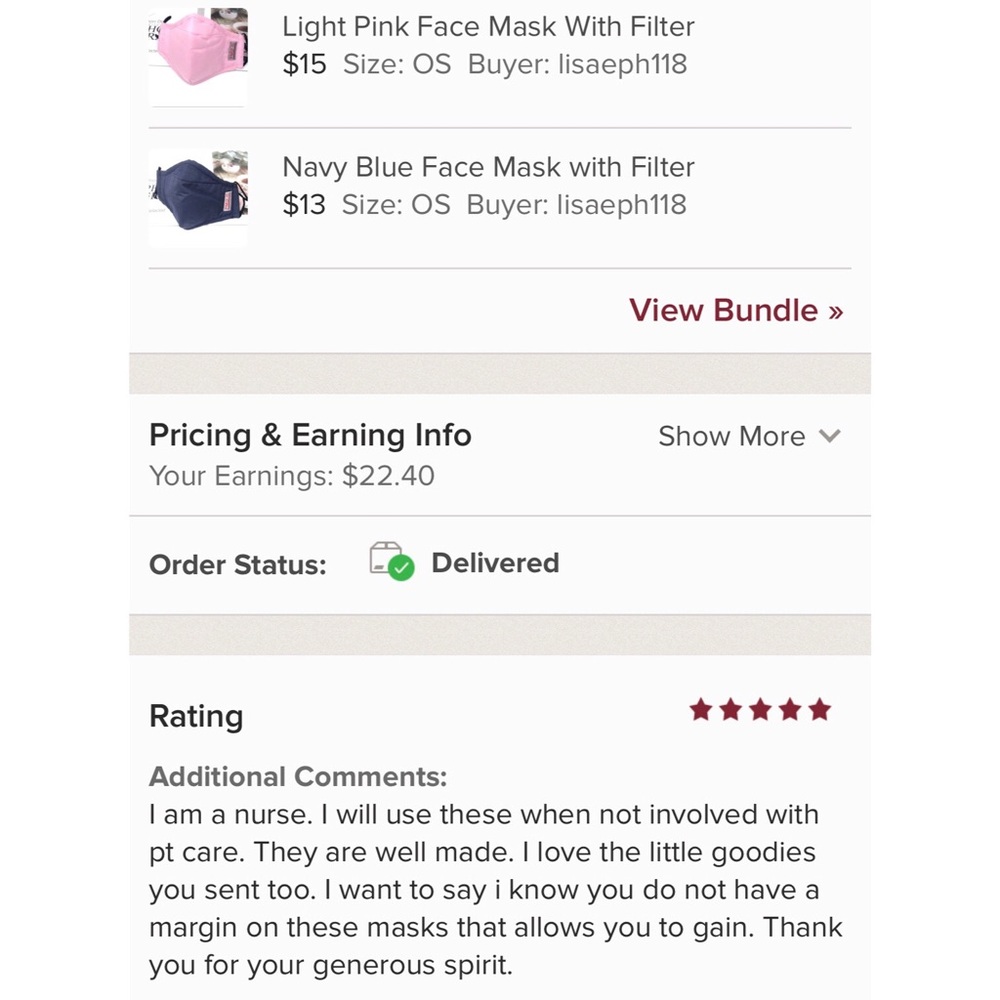 LAST ONE! Navy Blue Face Mask with Filter - Picture 3 of 5